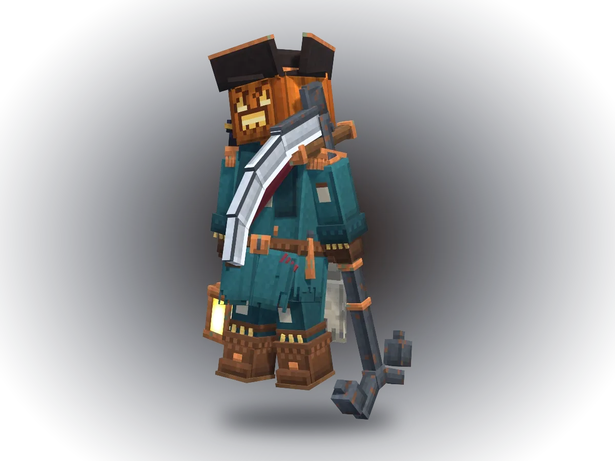 The Hollow Captain, a pumpkin-headed sea captain with an anchor across his back and a lantern in hand