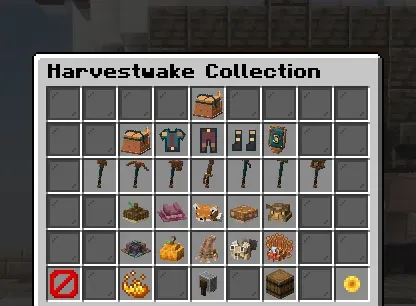 The Harvestwake Collection menu