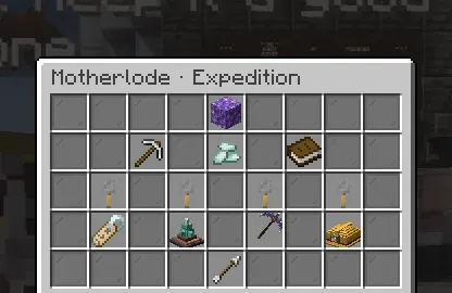 The Motherlode expedition menu