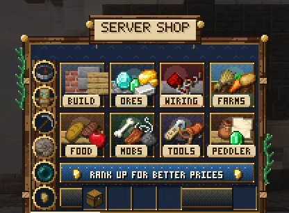 The Server Shop menu