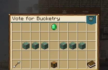 The Vote for Bucketry menu