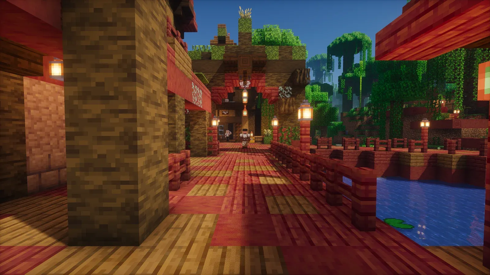 Mirehollow, the jungle town on red boardwalks over the water